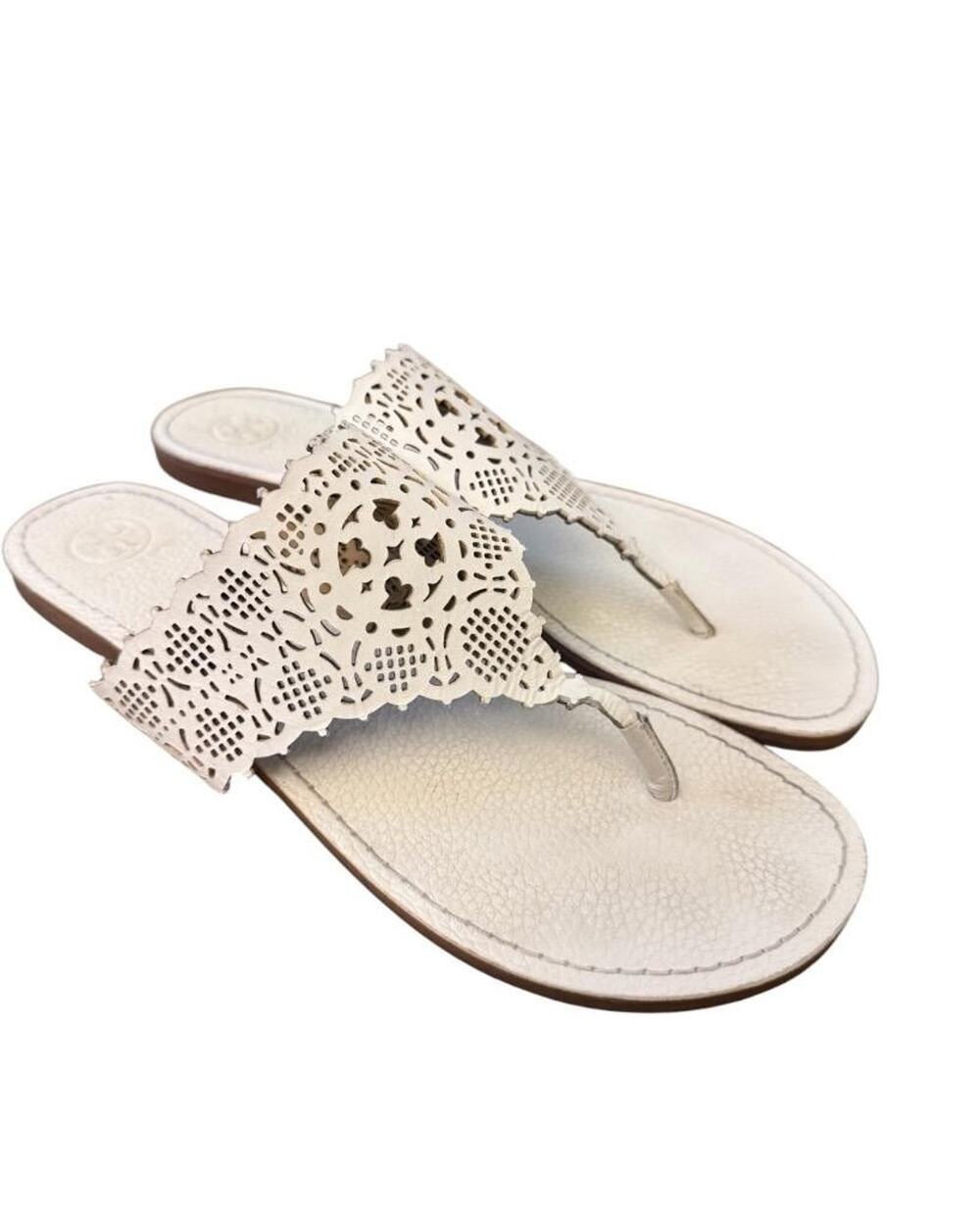 Tory Burch Roselle Flat Leather Slides Women size 9.5